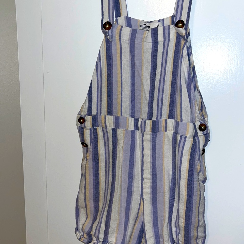 Hollister striped shortalls / overall shorts size small